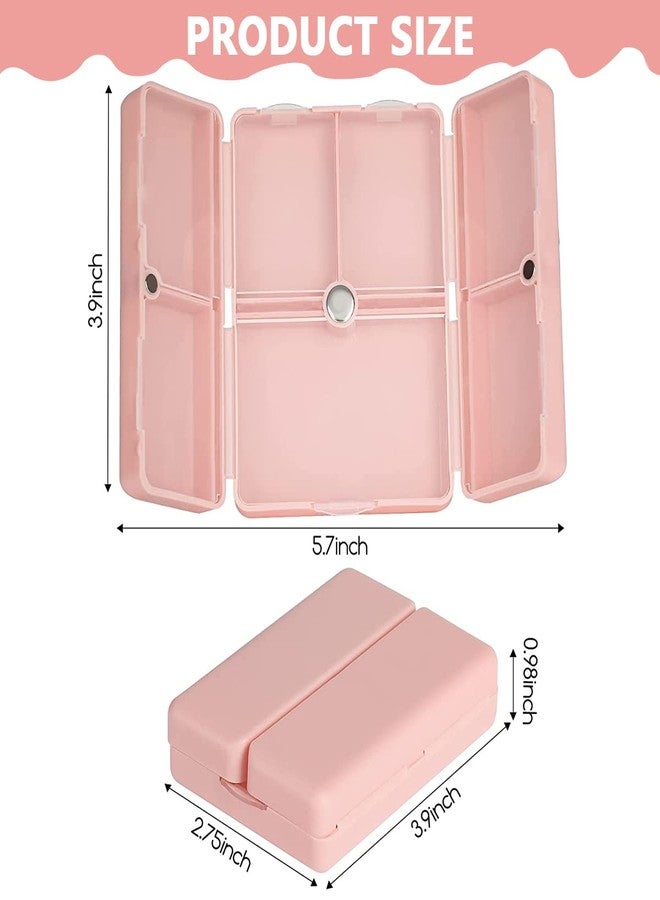 HANNEA® Daily Pill Organizer, 7 Compartments Portable Pill Case, Travel Pill Organizer, Folding Design Travel Pill Box to Hold Vitamins, Medicine, Fish Oils, Pink - Image 2